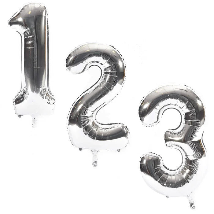 34 inch Silver Foil Number 0-9