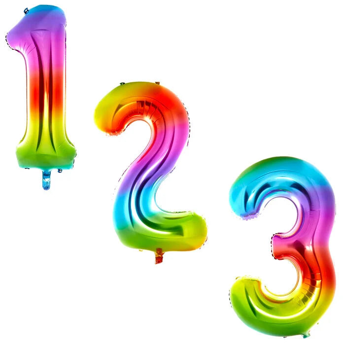 34 inch Rainbow Foil Number 0-9