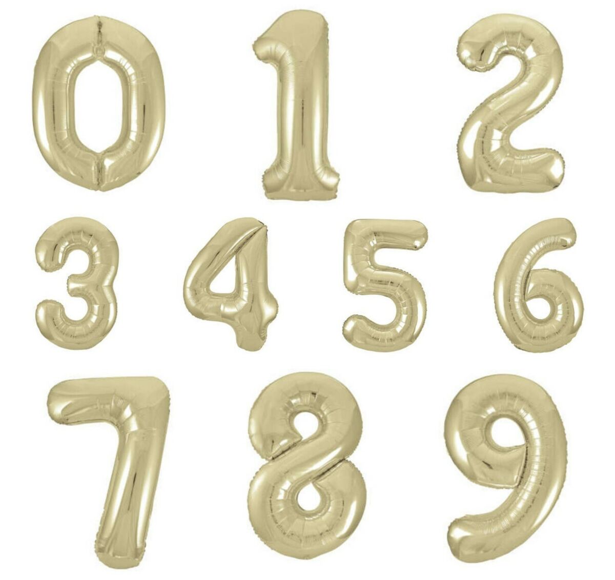 34 inch White Gold Foil Number 0-9