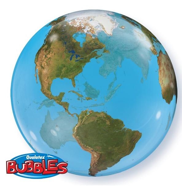 Globe balloons, Planet Earth Bubble Balloon, Space Theme Party Decorations. Planet Earth Globe Bubble Balloon 22" (56cm)